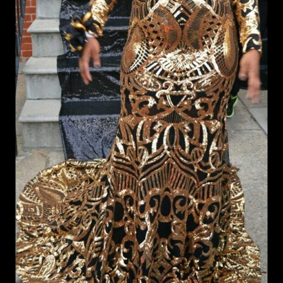 Black and gold gown